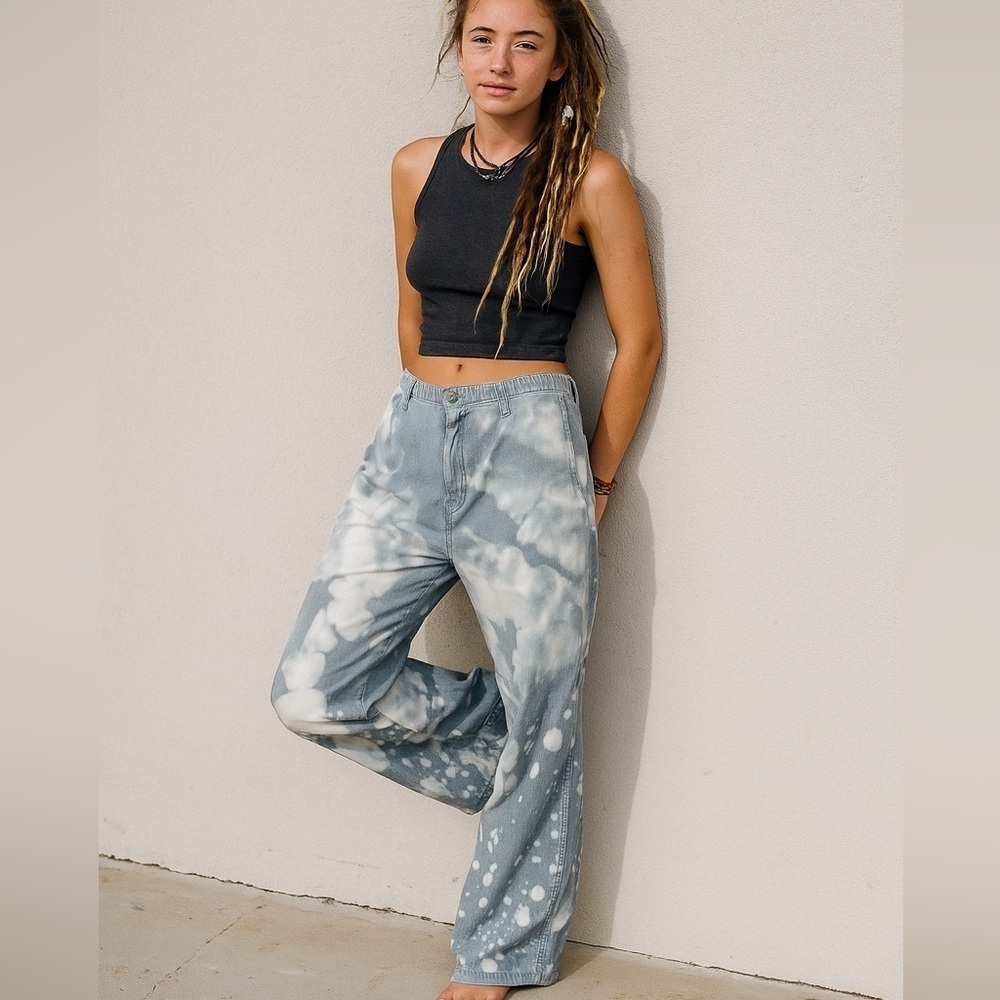 Custom Bleached Hippie Boho Oversized Jeans